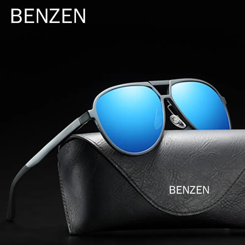 

BENZEN Polarized Men Sunglasses Quality Al-Mg Aviation Male Sun Glasses Cool Driving Goggles Shades UV Protection Black 9330