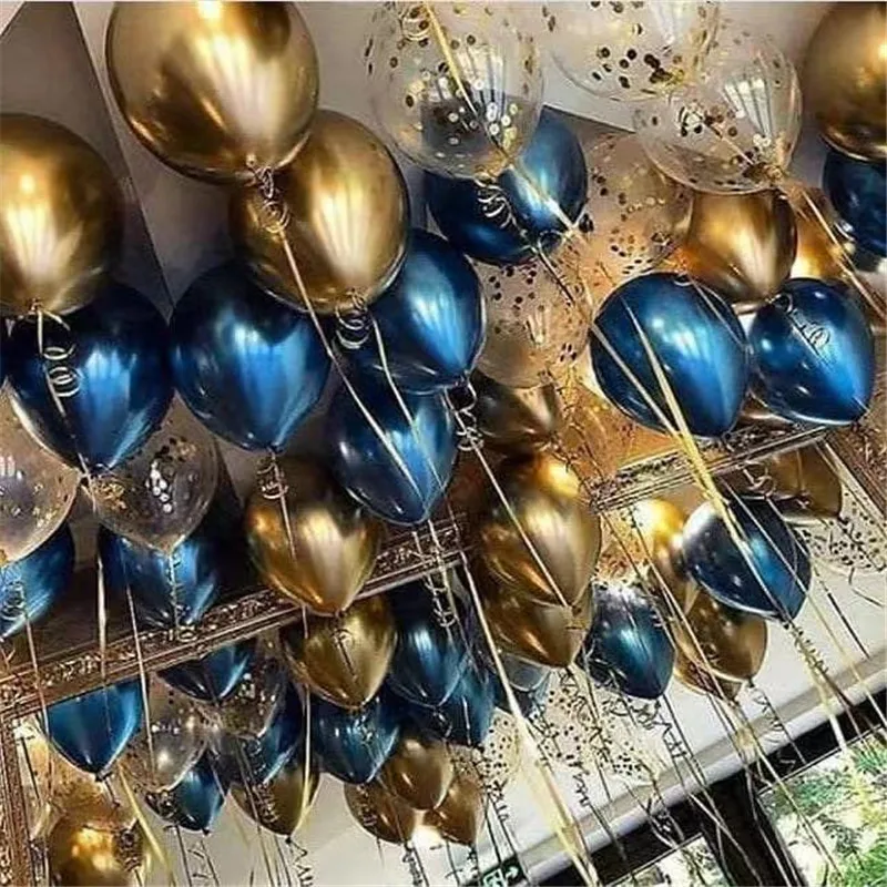 18 шт. золотистый синий конфетти металлик воздушных шаров из латекса День