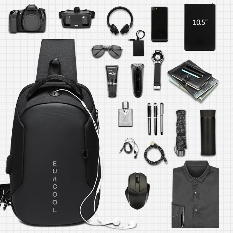 Многофункциональные сумки через плечо для мужчин нагрудная Сумочка с USB зарядкой