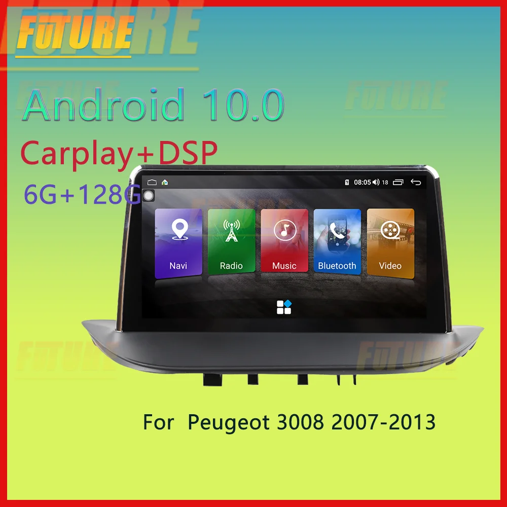 

128G Android 10.0 For Peugeot 3008 2007-2013 Car Multimedia Player GPS Navigation Video DVD Radio Stereo 2 Din Carplay Head Unit