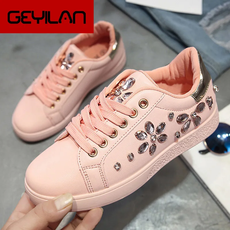 Women Spring Crystal Lace Up Vulcanized Shoes Ladies PU Leather Flat Shoes Female Fashion Casual Platform Woman Shoes
Women Spring Crystal Lace Up Vulcanized Shoes Ladies PU Leather Flat Shoes Female Fashion Casual Platform Woman Shoes