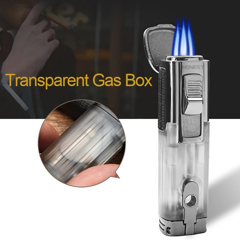 Inflatable Butane Gas Cigarette Lighter Metal Windproof Torch Jet Petrol Lighter for Cigar Triple Flame 1300 C Gadgets For Men
Inflatable Butane Gas Cigarette Lighter Metal Windproof Torch Jet Petrol Lighter for Cigar Triple Flame 1300 C Gadgets For Men
