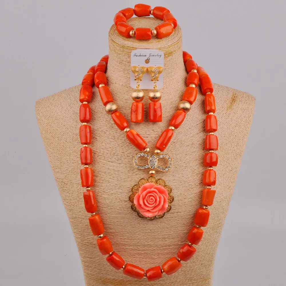 Fashion Orange African Coral Beads Costume Necklace Nigerian Wedding Bridal Jewelry Sets 2R-A-01
Fashion Orange African Coral Beads Costume Necklace Nigerian Wedding Bridal Jewelry Sets 2R-A-01