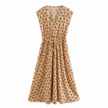 2020 Women elegant v neck sleeveless print elastic waist midi Dress office ladies bow sashes Vestidos Chic casual Dresses DS3753
2020 Women elegant v neck sleeveless print elastic waist midi Dress office ladies bow sashes Vestidos Chic casual Dresses DS3753