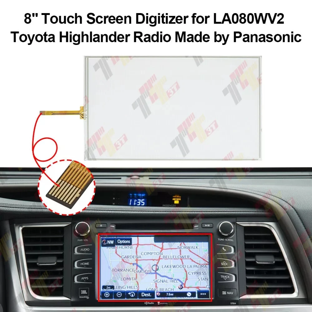 Цифровой преобразователь для сенсорного экрана 8 дюймов для Toyota Highlander Radio LA080WV2 от Panasonic
Цифровой преобразователь для сенсорного экрана 8 дюймов для Toyota Highlander Radio LA080WV2 от Panasonic