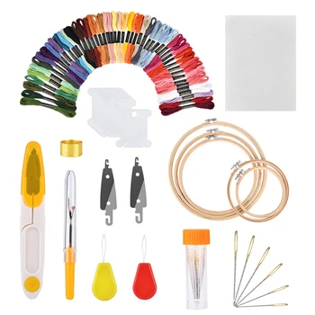 Full Range of Embroidery Starter Kit,5 Pieces Bamboo Embroidery Hoops,50 Color Threads,Cross Stitch Tool Kit
Full Range of Embroidery Starter Kit,5 Pieces Bamboo Embroidery Hoops,50 Color Threads,Cross Stitch Tool Kit