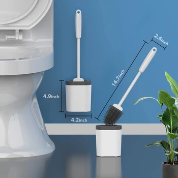 Flat Head Silicone Toilet Brush U-shaped Brush Head Soft Bristles With Quick Drying Holder Wall Mounted Brush Bath Cleaning Tool
Flat Head Silicone Toilet Brush U-shaped Brush Head Soft Bristles With Quick Drying Holder Wall Mounted Brush Bath Cleaning Tool