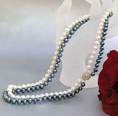 New Arrival Favorite Pearl Necklace 2 Rows 7-8MM Black And White Natural Freshwater Pearl Necklace Charming Fine Jewelry
New Arrival Favorite Pearl Necklace 2 Rows 7-8MM Black And White Natural Freshwater Pearl Necklace Charming Fine Jewelry