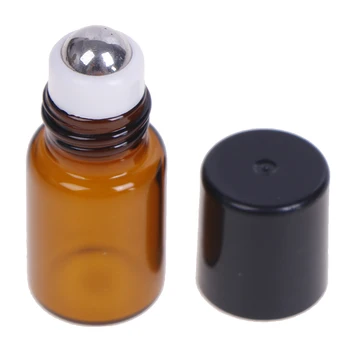 

5pcs 1ml 2ml 3ml 5ml 10ml Amber Glass Roll On Roller Vials Brown Essential Oil Bottle Sample Test Bottle With Metal Ball