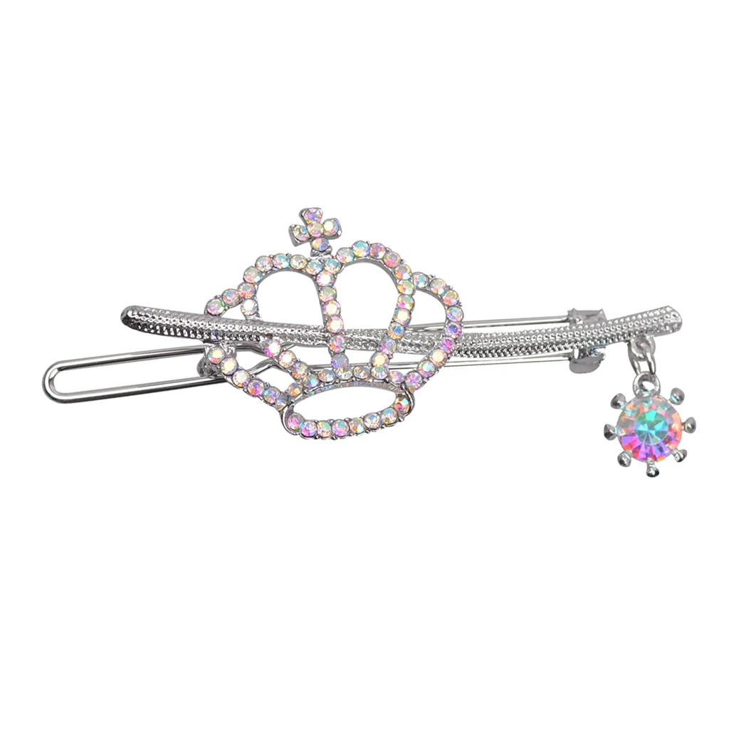 Women Crystal Rhinestone Crown Tassel Hair Clip Slide Hairpin Gripper Women Crystal Rhinestone Crown Tassel Hair Clip Slide Hairpin Gripper