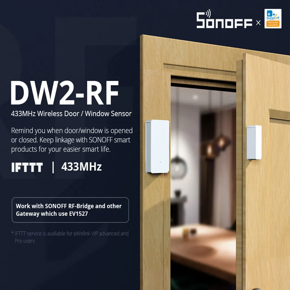 Itead SONOFF DW2 RF 433 МГц беспроводной датчик двери окна оповещения Smart Scene безопасность