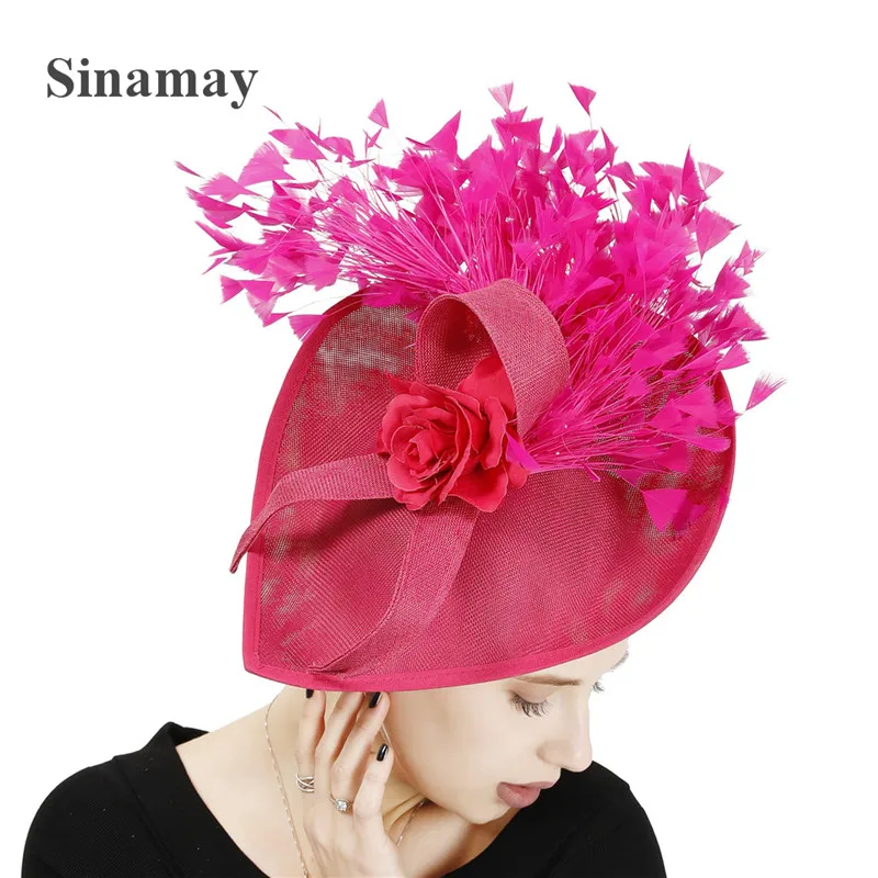 

Elegant Lady Beautiful Women Flower Feather Fascinator Hat Cocktail Cap Wedding Party Church Pillbox Hat Fedora Hair Accessories