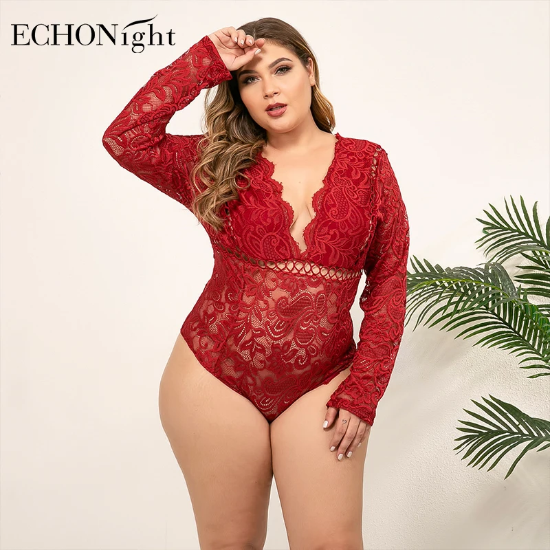 Echonight Large Size L-4XL Sexy Deep-V Bodysuit Hollow Out Long Sleeve Body Women See Through Bodycon Overalls Rompers Bodysuits
Echonight Large Size L-4XL Sexy Deep-V Bodysuit Hollow Out Long Sleeve Body Women See Through Bodycon Overalls Rompers Bodysuits