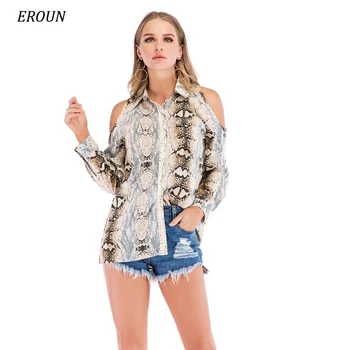 Women Blouses Fashion 2020 Summer Personality Top Snake Pattern Printed Off-the-shoulder Long Sleeved Women ShirtSingle Breasted 
Women Blouses Fashion 2020 Summer Personality Top Snake Pattern Printed Off-the-shoulder Long Sleeved Women ShirtSingle Breasted