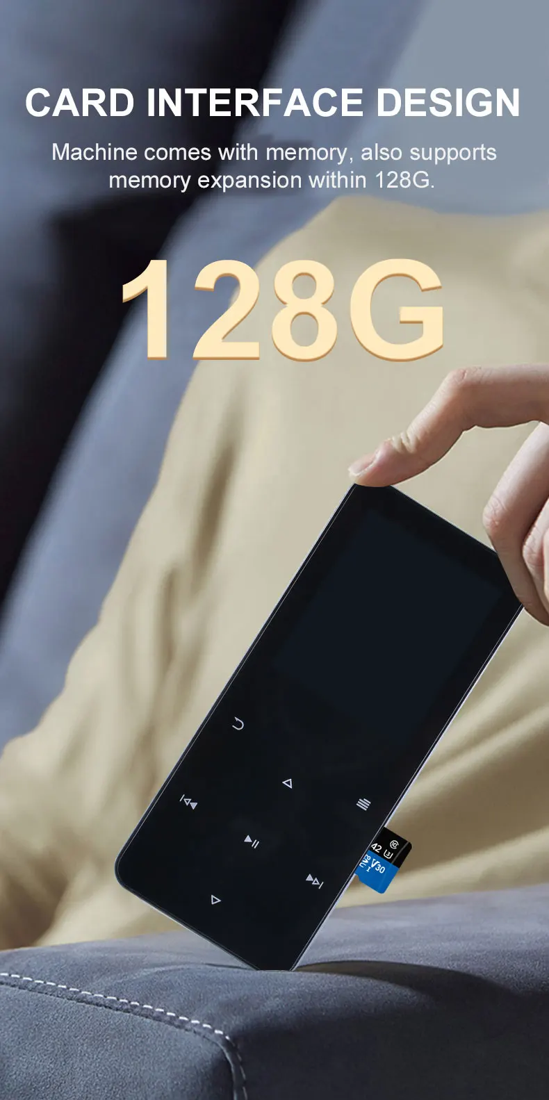 NEW1.8 inch metal touch MP3 MP4 music player Bluetooth 4.2 supports card, with FM alarm clock pedometer e-book built-in speaker