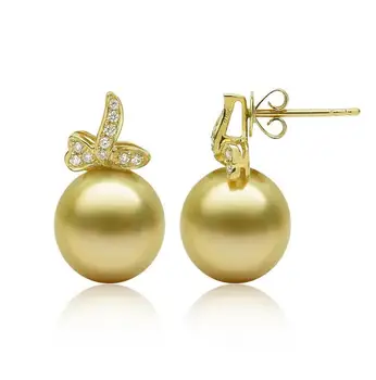 Free Shipping 11-12MM AAA Golden Genuine South Sea Pearl Diamond Drop Earrings 18K Yellow Gold
Free Shipping 11-12MM AAA Golden Genuine South Sea Pearl Diamond Drop Earrings 18K Yellow Gold