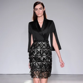 Gedivoen Summer Fashion Runway Short Dress Women Solid Black Split Sleeve Mesh Sequined Tassel Office Lady Slim Mini Dresses
Gedivoen Summer Fashion Runway Short Dress Women Solid Black Split Sleeve Mesh Sequined Tassel Office Lady Slim Mini Dresses