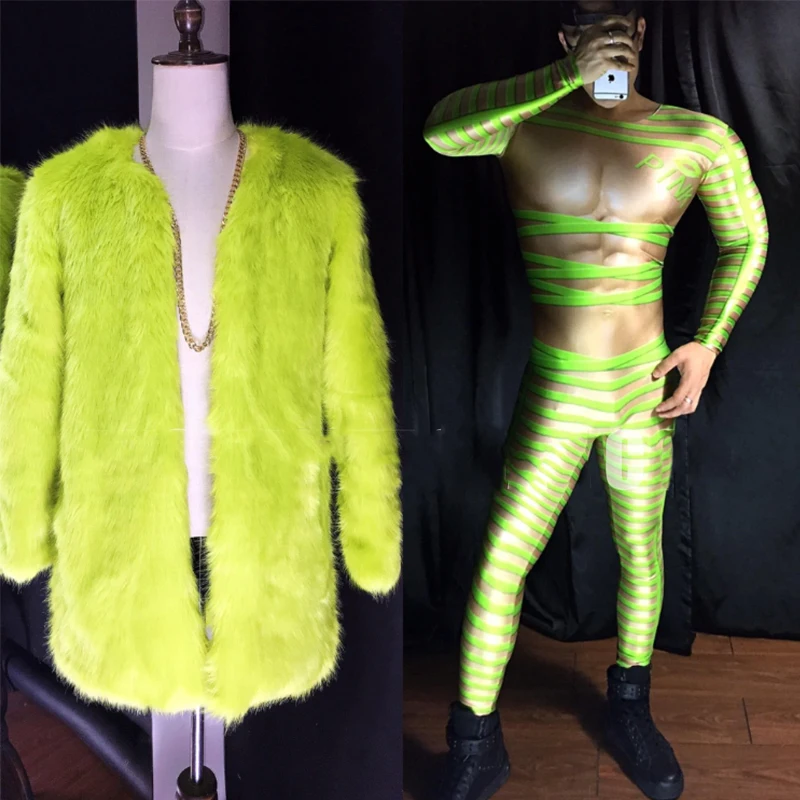 Nightclub Bar Dj Ds Fluorescent Yellow Green Faux Fur Coat 3D Bundled Jumpsuit Male Gogo Dance Costume Rave Clothes XS2584
Nightclub Bar Dj Ds Fluorescent Yellow Green Faux Fur Coat 3D Bundled Jumpsuit Male Gogo Dance Costume Rave Clothes XS2584