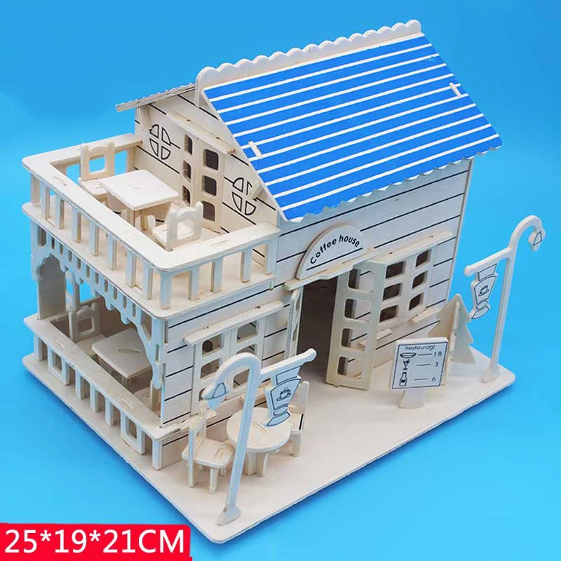 Wooden Intellectual development educational toys Model Coffee shop 3d Puzzle Assembling House Children
Wooden Intellectual development educational toys Model Coffee shop 3d Puzzle Assembling House Children