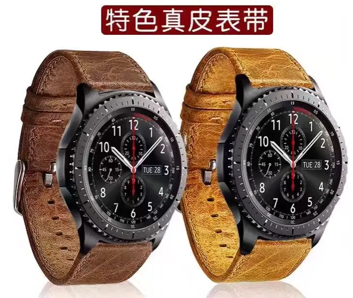 Ремешок кожаный 22 мм для Samsung galaxy watch active 46 42 Gear S3 s2 amazfit GTR GTS 3 2s 1 pebble time Ticwatch S S2 E