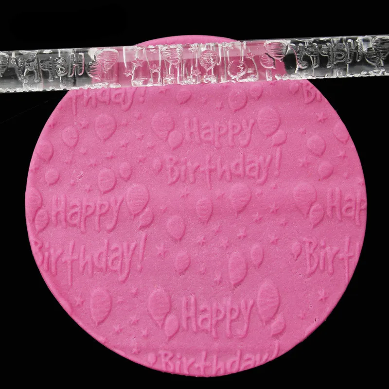 Acrylic Rolling Pin Happy Birthday Designed Roller Polymer Clay Roller Fondant Cake Embossing Rolling Pin Cake Decorating Tools
Acrylic Rolling Pin Happy Birthday Designed Roller Polymer Clay Roller Fondant Cake Embossing Rolling Pin Cake Decorating Tools