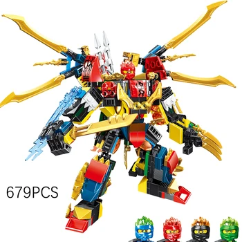 

679pcs NINJA Dragon Chariot 4 in 1 Mech Kai Jay Cole Zane Lloyd ninjagoingly anime action Figures building Blocks bricks toys