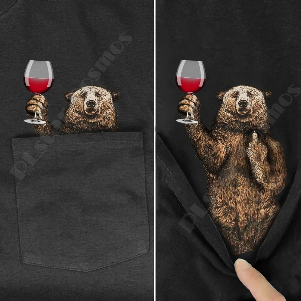 Hippie Pocket Tee T Shirts summer Bear Wine printed t-shirt men for women tops black cotton funny Short sleeve drop shipping 
Hippie Pocket Tee T Shirts summer Bear Wine printed t-shirt men for women tops black cotton funny Short sleeve drop shipping