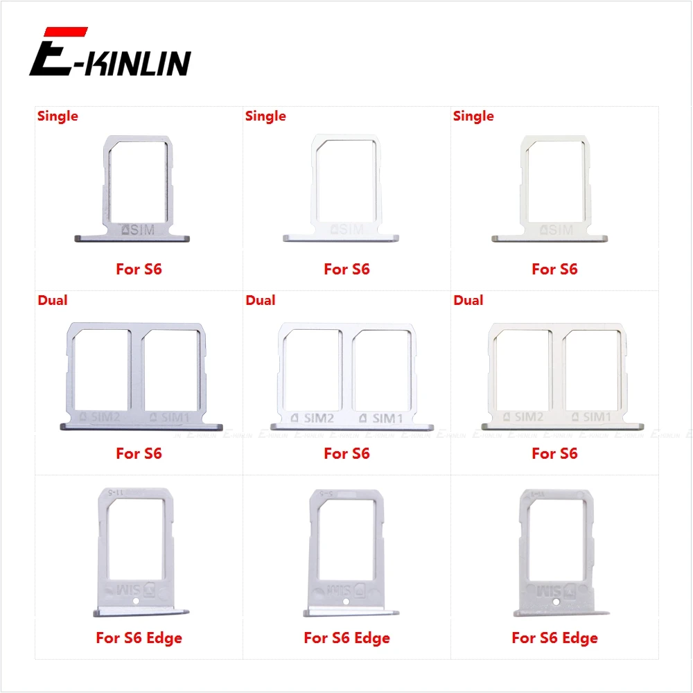 

Sim Card Tray Socket Slot Reader Adapter For Samsung Galaxy S6 Edge G920 G925 Micro SD Card Holder Connector Container Parts