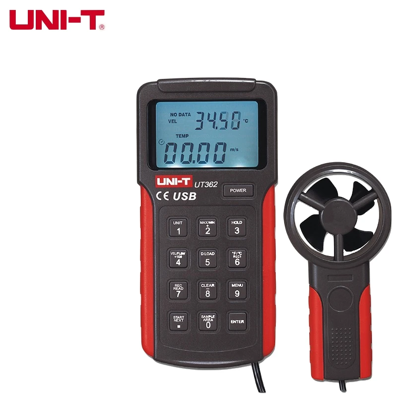 UNI-T UT361 UT362 Digital Anemometer Wind Speed Air Volume Meter Tachometer Temperature Tester Data Storage LCD Backlight
UNI-T UT361 UT362 Digital Anemometer Wind Speed Air Volume Meter Tachometer Temperature Tester Data Storage LCD Backlight