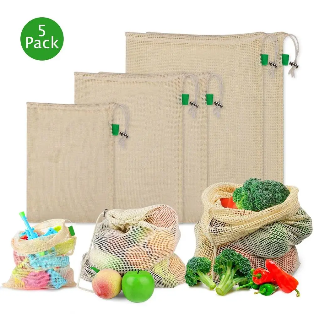 5Pcs/Pack 3 Sizes Reusable Mesh Produce Bags Cotton Fruit Vegetables Bag Eco-friendly Grocery Net Shopping String Organizer Bags
5Pcs/Pack 3 Sizes Reusable Mesh Produce Bags Cotton Fruit Vegetables Bag Eco-friendly Grocery Net Shopping String Organizer Bags