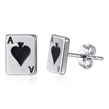 Fashion Ace of Spades Stud Earrings for Men Boy Stainless Steel Poker Player Cards Lucky Earring Punk Male Jewelry
Fashion Ace of Spades Stud Earrings for Men Boy Stainless Steel Poker Player Cards Lucky Earring Punk Male Jewelry