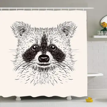 Shower Curtain Set with Hooks 66x72 Tribal Sketch Raccoon Face Hand Drawn Gray Wild Animals Life Wildlife Style Head Abstract
Shower Curtain Set with Hooks 66x72 Tribal Sketch Raccoon Face Hand Drawn Gray Wild Animals Life Wildlife Style Head Abstract