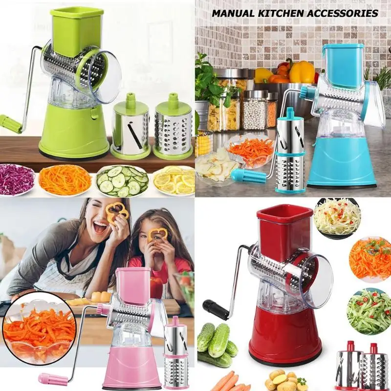 New Kitchen Cutter Slicer Multifunction Manual Round Vegetable Grater Shredder Tools with 3 Stainless Steel Chopper Blades
New Kitchen Cutter Slicer Multifunction Manual Round Vegetable Grater Shredder Tools with 3 Stainless Steel Chopper Blades