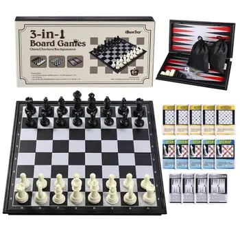 iBaseToy 3-in-1 Board Games Magnetic Chess Checkers Backgammon Set Folding Portable Travel Chess Board Educational Toys for Kids
iBaseToy 3-in-1 Board Games Magnetic Chess Checkers Backgammon Set Folding Portable Travel Chess Board Educational Toys for Kids