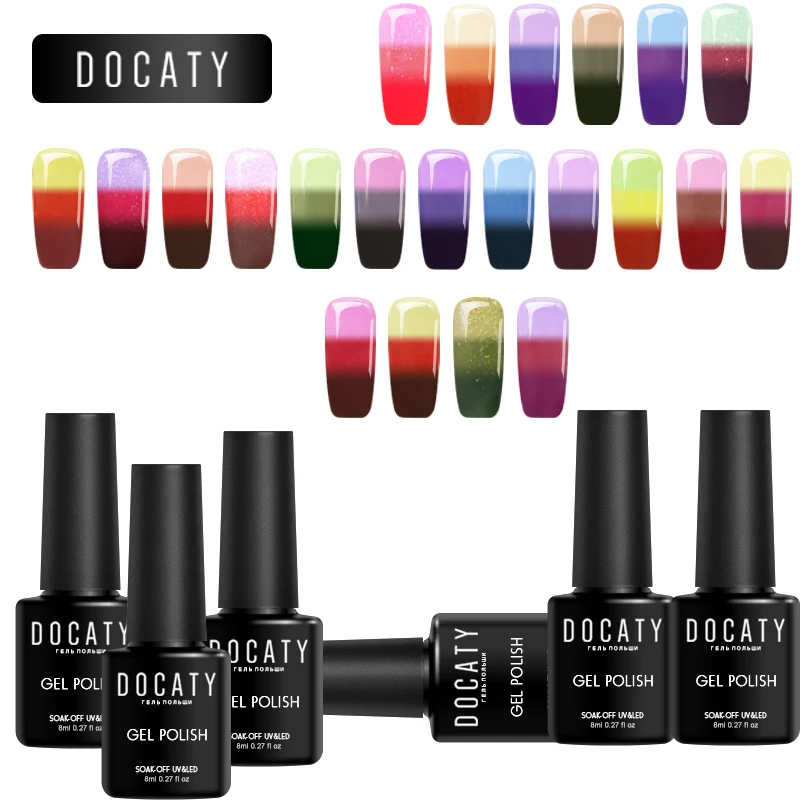 Docaty New Temperature Gel Polish Thermal Change Gel UV Varnish Chameleon Effect Hybrid Varnish Semi Permanent Nails Gel Polish
Docaty New Temperature Gel Polish Thermal Change Gel UV Varnish Chameleon Effect Hybrid Varnish Semi Permanent Nails Gel Polish