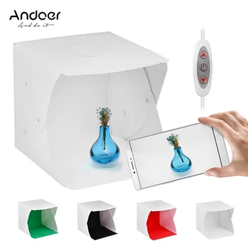 Andoer 40*40*40cm Softbox LED Light Tent Tabletop Photo Studio Lightbox 5500K-6000K 142*LEDs with USB Cable 4pcs Color Backdrop
Andoer 40*40*40cm Softbox LED Light Tent Tabletop Photo Studio Lightbox 5500K-6000K 142*LEDs with USB Cable 4pcs Color Backdrop