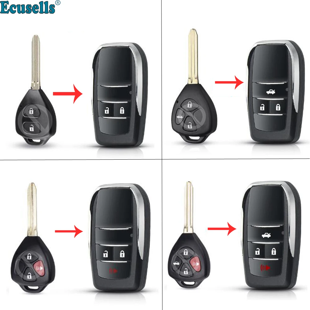 

Ecusells 2/3/4 Buttons Flip Remote Key Shell Case Fob for TOYOTA Avalon Corolla Camry Prius RAV4 Auris Hilux Land Cruiser TOY43