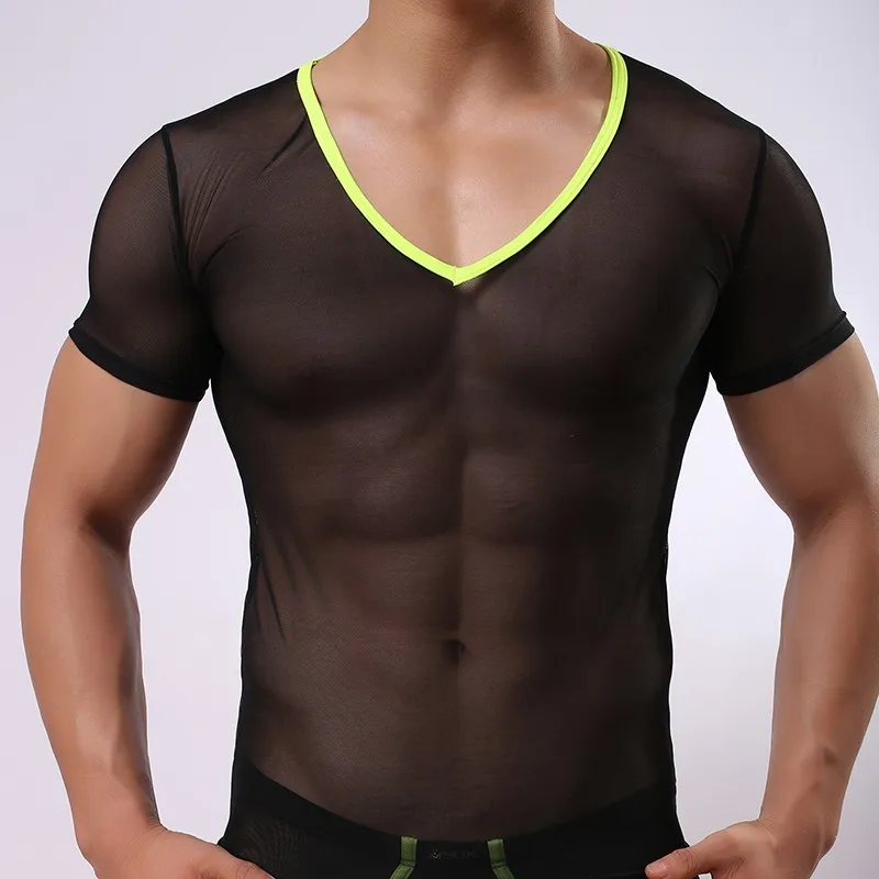 Summer-2016-Fashion-Man-Sexy-Mesh-Transparent-Compression-T-Shirts-Gay-Fitness-Ultra-thin-Quick-dry