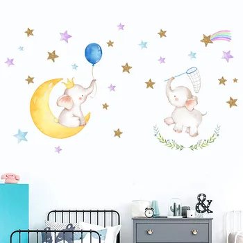 Cartoon Small Elephant Moon Stars Wall Stickers Bedroom Kids Room Nursery Wall Home Decor PVC Sticker Wall Decals Art Murals
Cartoon Small Elephant Moon Stars Wall Stickers Bedroom Kids Room Nursery Wall Home Decor PVC Sticker Wall Decals Art Murals