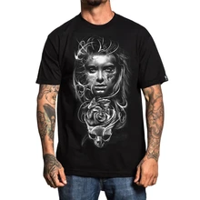 Sullen hommes Yz Asencio t-shirt noir tatoué crâne t-shirt vêtements(China)