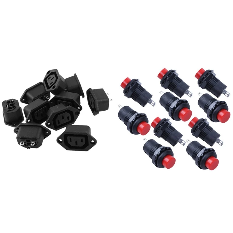 10pcs Momentary SPST NO Red Round Cap Push Button Switch & 10 Pcs IEC 320 C13 Screw Type Power Socket Connector
10pcs Momentary SPST NO Red Round Cap Push Button Switch & 10 Pcs IEC 320 C13 Screw Type Power Socket Connector