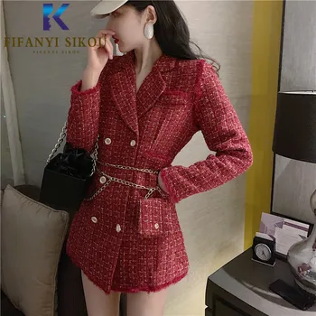 Wool blend Women Plaid Blazer Jacket Autumn Winter Fashion Double Breasted Woolen cloth Suit Jacket Lady Elegant Blazers Coat 
Wool blend Women Plaid Blazer Jacket Autumn Winter Fashion Double Breasted Woolen cloth Suit Jacket Lady Elegant Blazers Coat