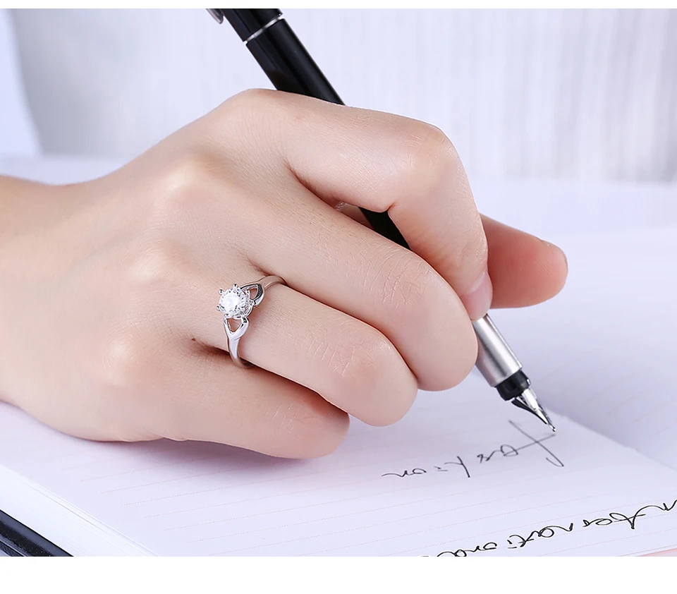 SILVERHOO Silver 925 Sterling Rings For Women Round 5A Cubic Zirconia CZ Size Adjustable Ring Party Fine Jewelry Wedding Gift SILVERHOO Silver 925 Sterling Rings For Women Round 5A Cubic Zirconia CZ Size Adjustable Ring Party Fine Jewelry Wedding Gift