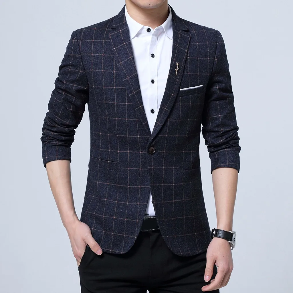 Autumn And Winter Male Blazer Jackets Plaid Men's Fashion New Style One Button Suit For Self-Cultivation Business Coats Blouse
Autumn And Winter Male Blazer Jackets Plaid Men's Fashion New Style One Button Suit For Self-Cultivation Business Coats Blouse