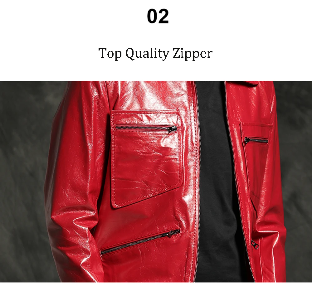 Waliicorners Genuine Cowhide Leather Jacket Men Handsome Natural Leather Clothing Men Autumn Spring Slim Leather Sheepskin Overcoat 11 H4c1660651dc94e40a1b25f1ca3bdf49fL