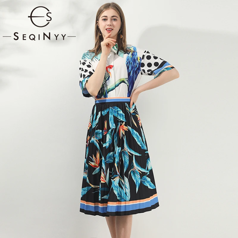 SEQINYY Retro Set 2020 Summer Srping New Fashion Design Short Sleeve Polka Dot Shirt + Knee A-line Skirt Flowers Bird Print Suit
SEQINYY Retro Set 2020 Summer Srping New Fashion Design Short Sleeve Polka Dot Shirt + Knee A-line Skirt Flowers Bird Print Suit