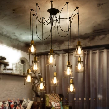 

Retro Edison Bulb Pendant Lights Vintage Loft Antique Adjustable DIY E27 Art Spider Pendant Lamp Home Lighting AC 110V-240V Iron