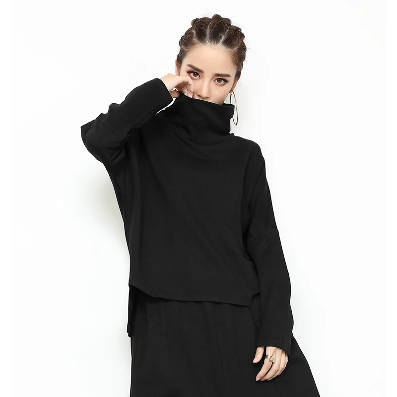 2019 New Autumn Winter Turtleneck Long Sleeve Black Loose Asymmetrical Loose Sweatshirt Women Fashion Streetwear Oversize WH47
2019 New Autumn Winter Turtleneck Long Sleeve Black Loose Asymmetrical Loose Sweatshirt Women Fashion Streetwear Oversize WH47