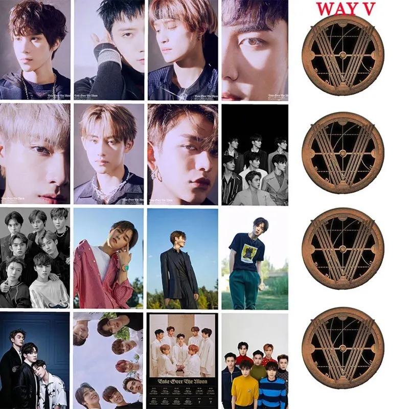 16 шт./компл. WAYV наклейка на фотокарту захват Луны новый альбом Хрустальная карты