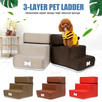 

Newly Pet Leather/Mesh Stair Steps Dog Detachable 3-story Staircase Washable Ladder for Cats Dogs XSD88